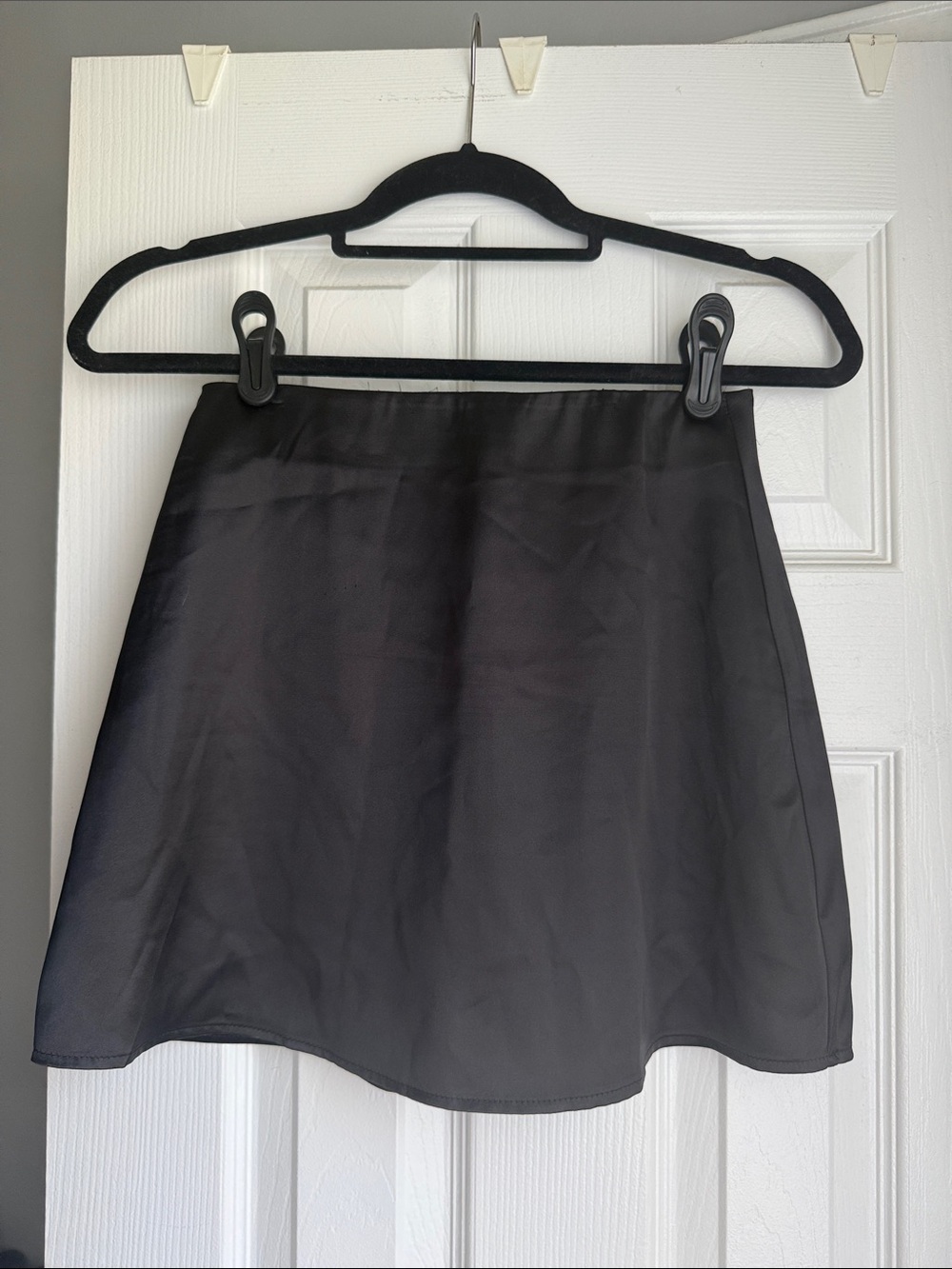 Women's Black Satin A-Line Mini Skirt